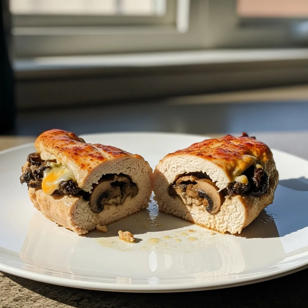 Cheesy Garlic Butter Mushroom Stuffed Chicken
