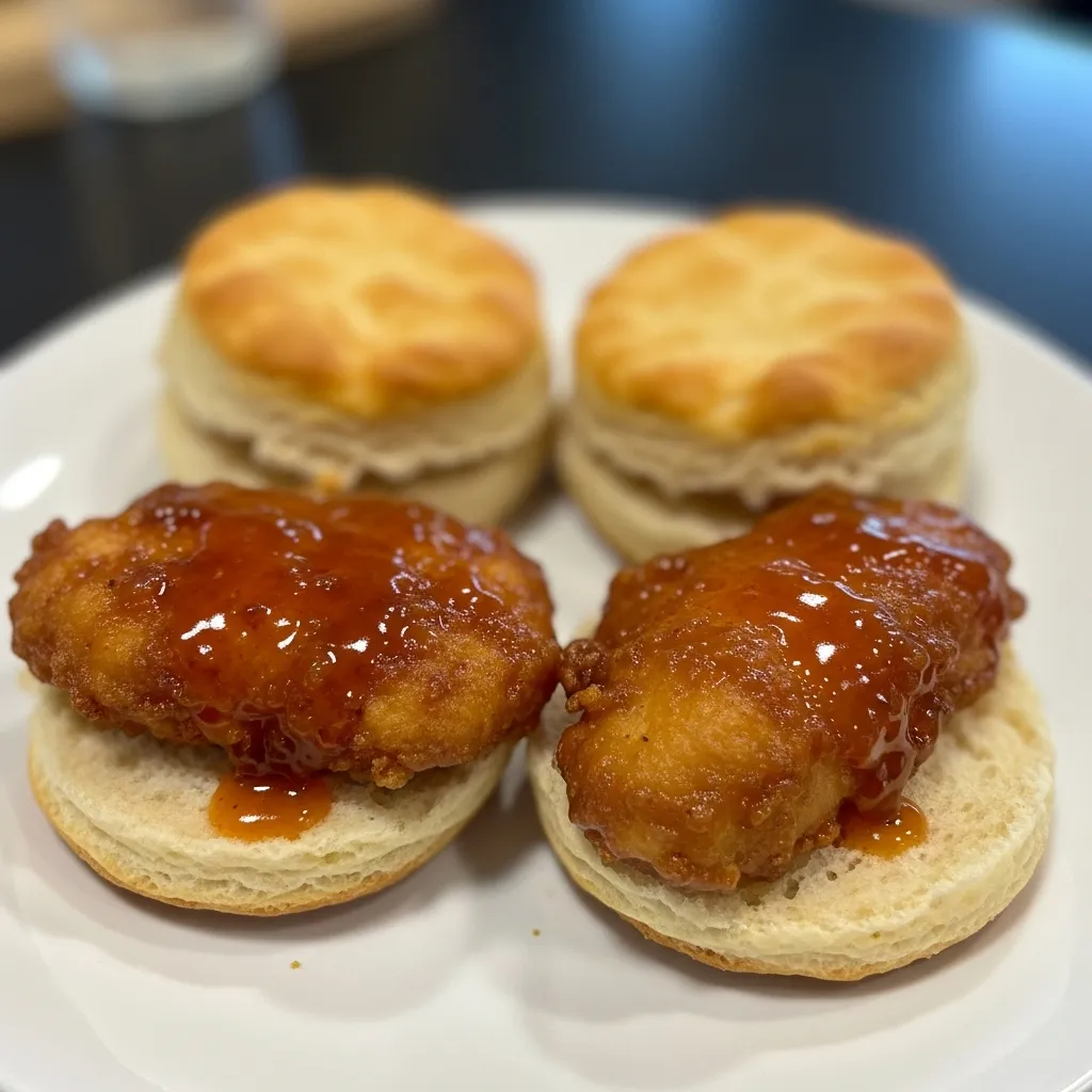 Hot Honey Chicken Biscuits - Spicy Sweet Southern Comfort! - secondary view