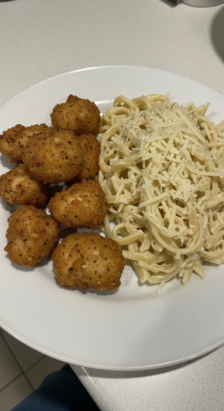 Garlic Butter Chicken Bites with Savory Creamy Parmesan Pasta - Restaurant-Quality Comfort!