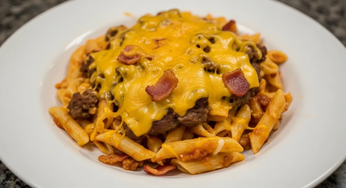 Loaded Bacon Cheeseburger Alfredo Pasta - tertiary view