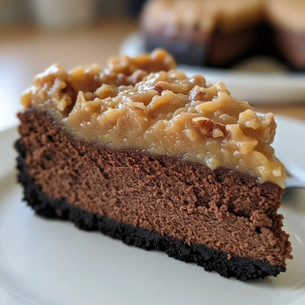 Decadent German Chocolate Cheesecake with Coconut-Pecan Topping