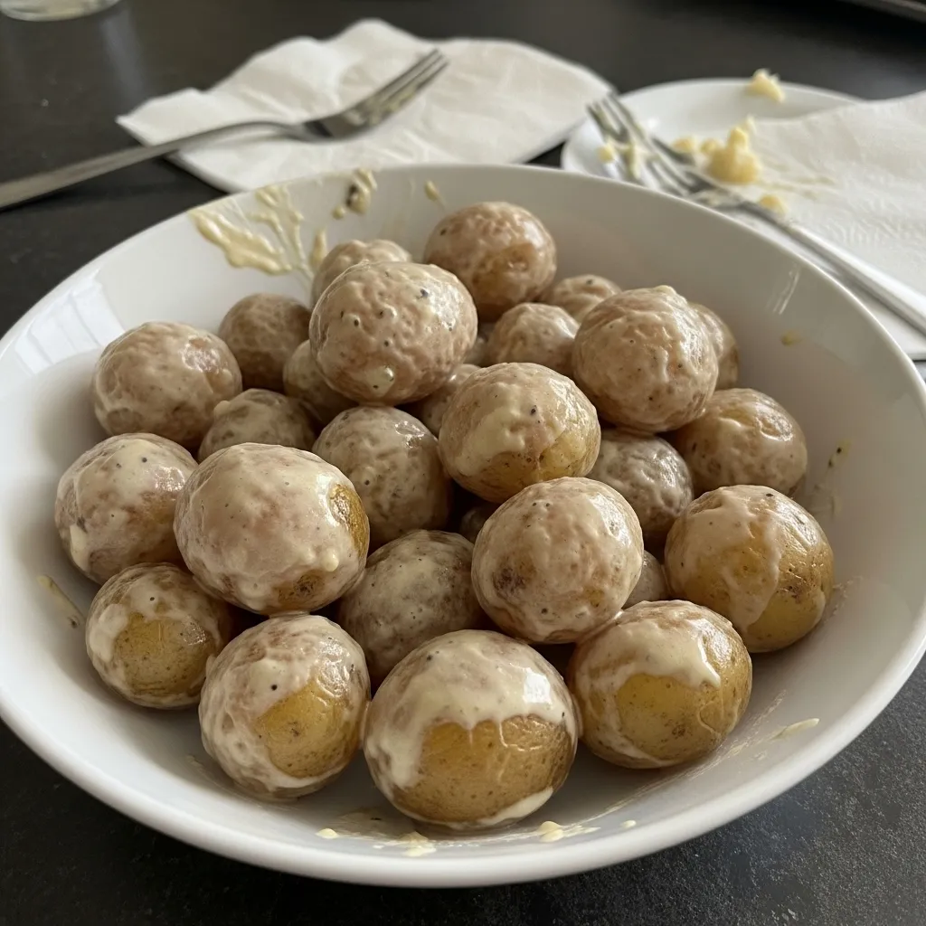 Creamy Garlic Sauce Baby Potatoes