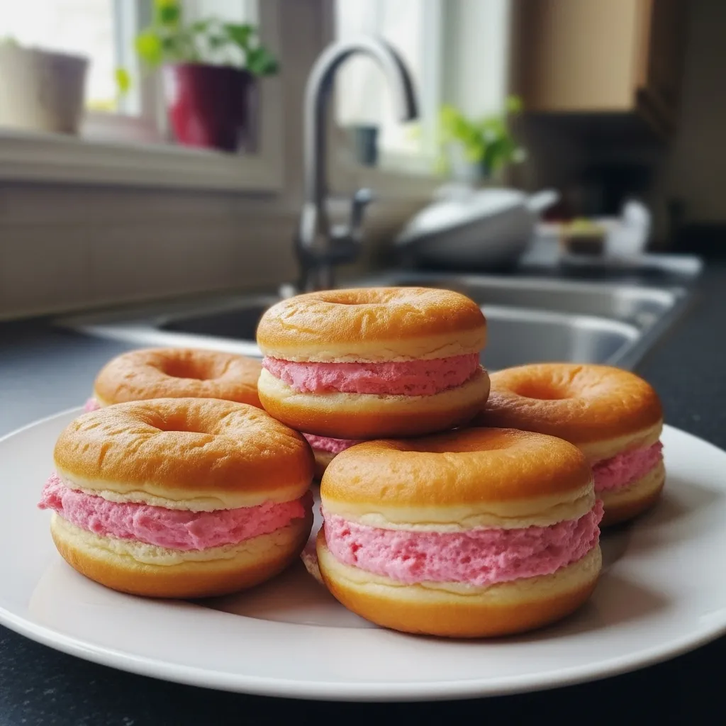 Strawberry Cheesecake Stuffed Donuts - tertiary view