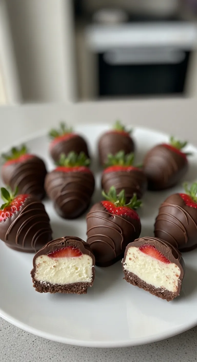 Chocolate-Covered Cheesecake Strawberries - Elegant Bite-Sized Perfection!