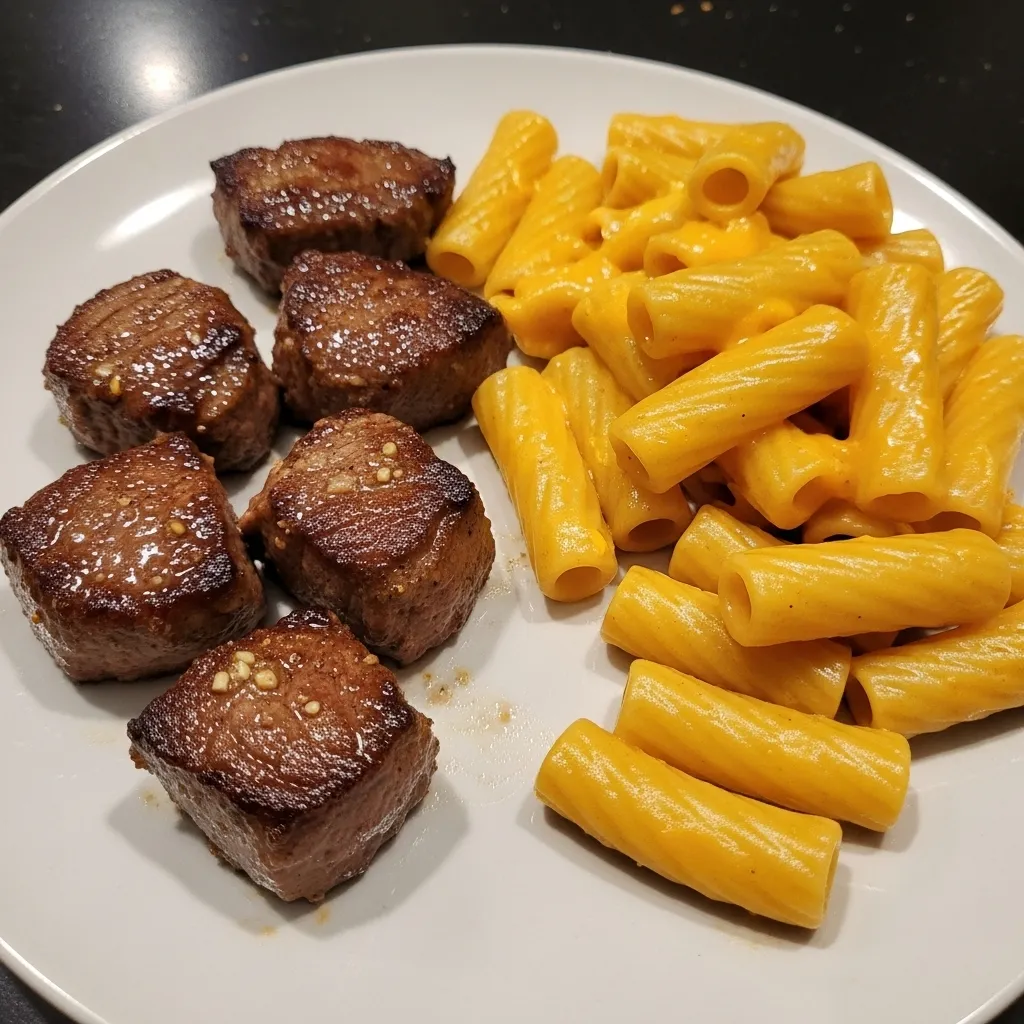 Garlic Butter Steak Tips with Cheesy Rigatoni - tertiary view