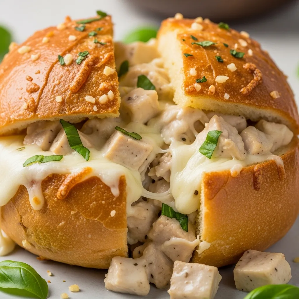 Chicken Alfredo Stuffed Garlic Bread - secondary view