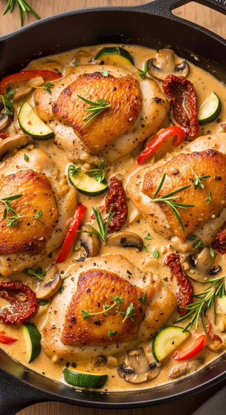 Tuscan Style Creamy Chicken Skillet
