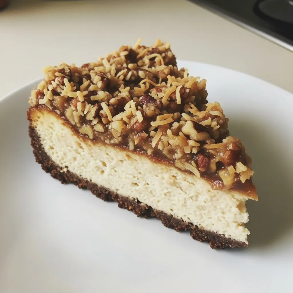 Decadent German Chocolate Cheesecake with Coconut-Pecan Topping - tertiary view