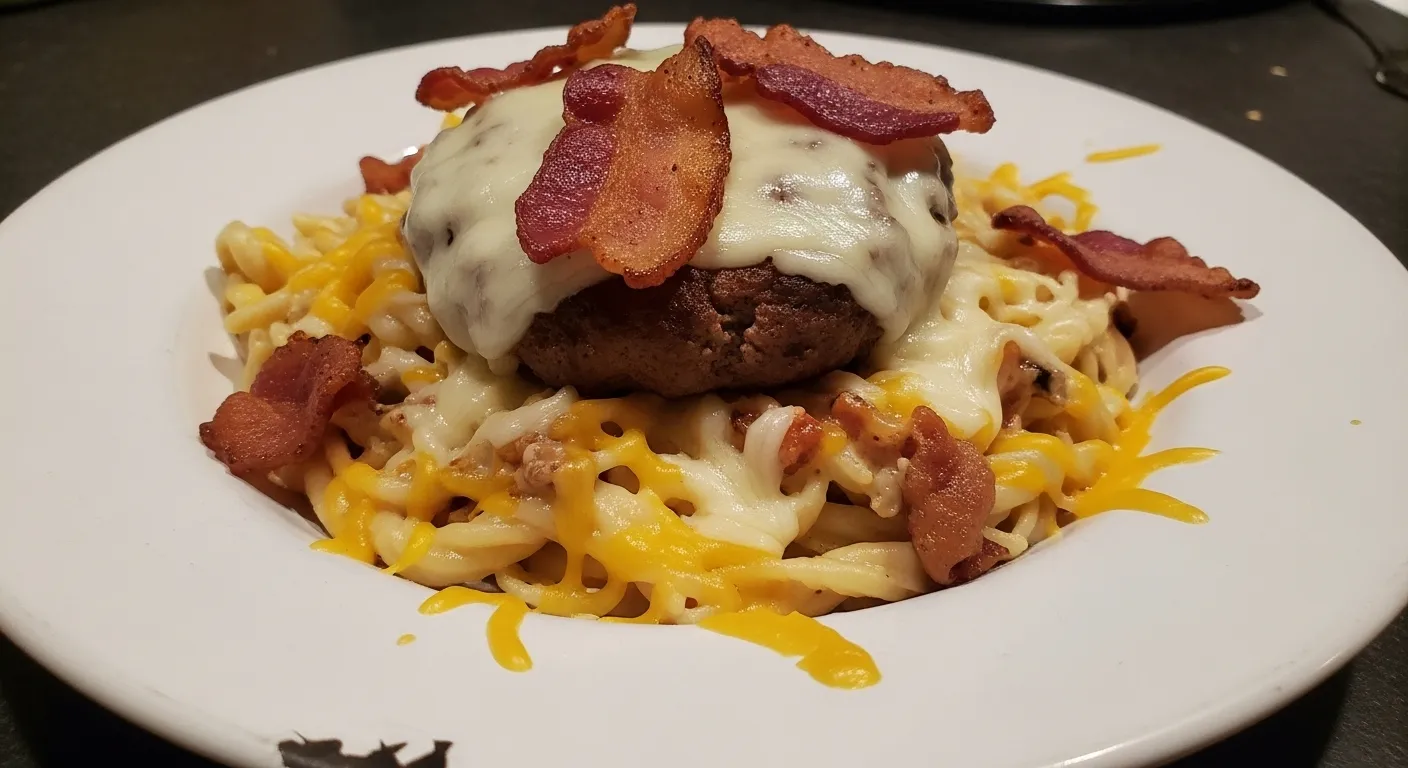 Loaded Bacon Cheeseburger Alfredo Pasta