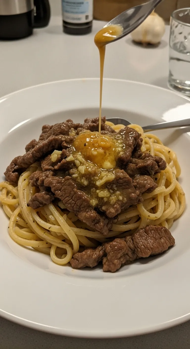 Creamy Beef & Garlic Butter Pasta - tertiary view