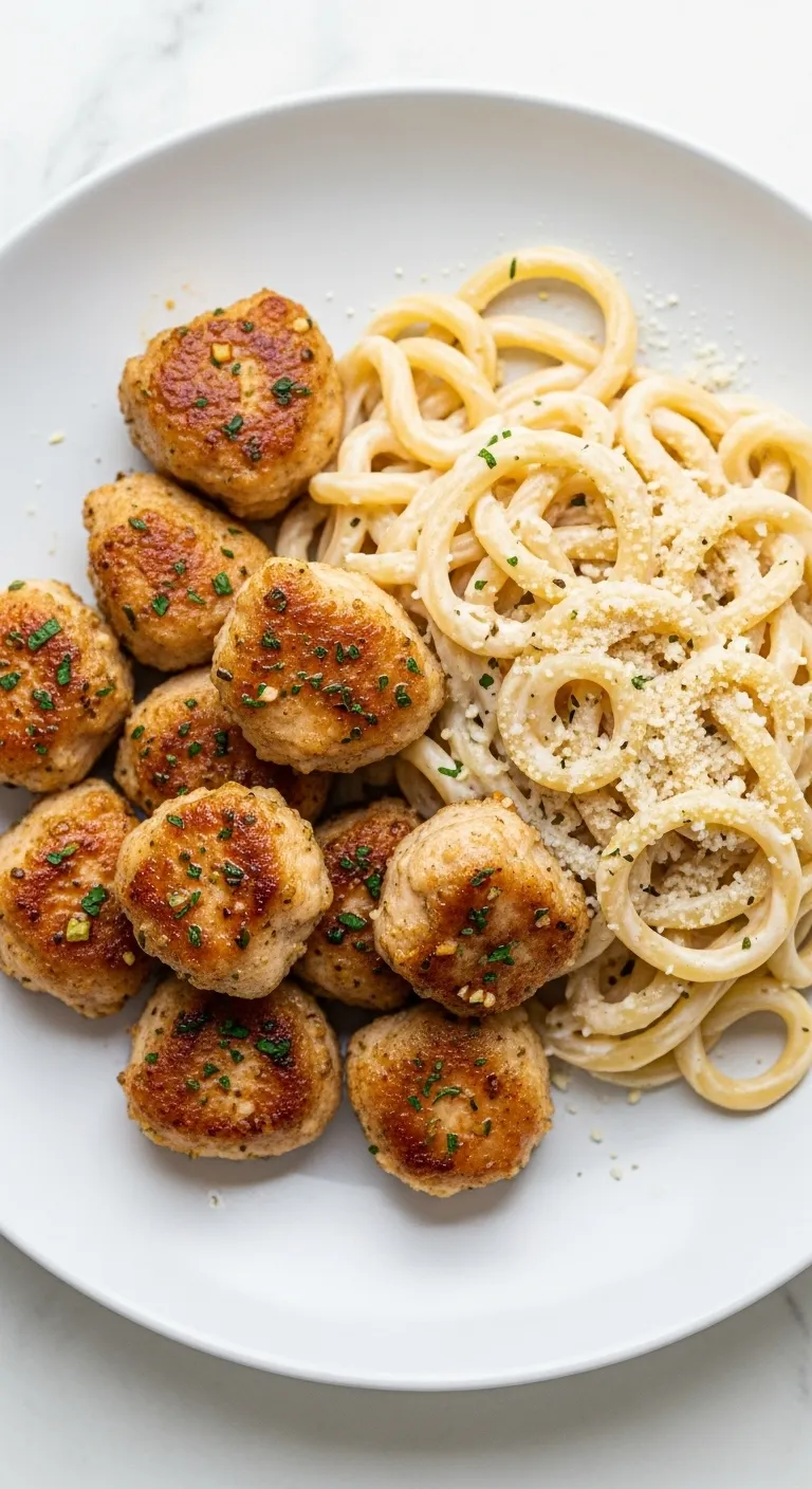 Garlic Butter Chicken Bites with Savory Creamy Parmesan Pasta - Restaurant-Quality Comfort! - tertiary view