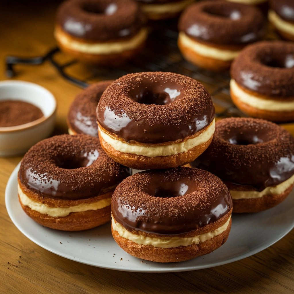 Chocolate Cream-Filled Doughnuts with Espresso Sugar - tertiary view