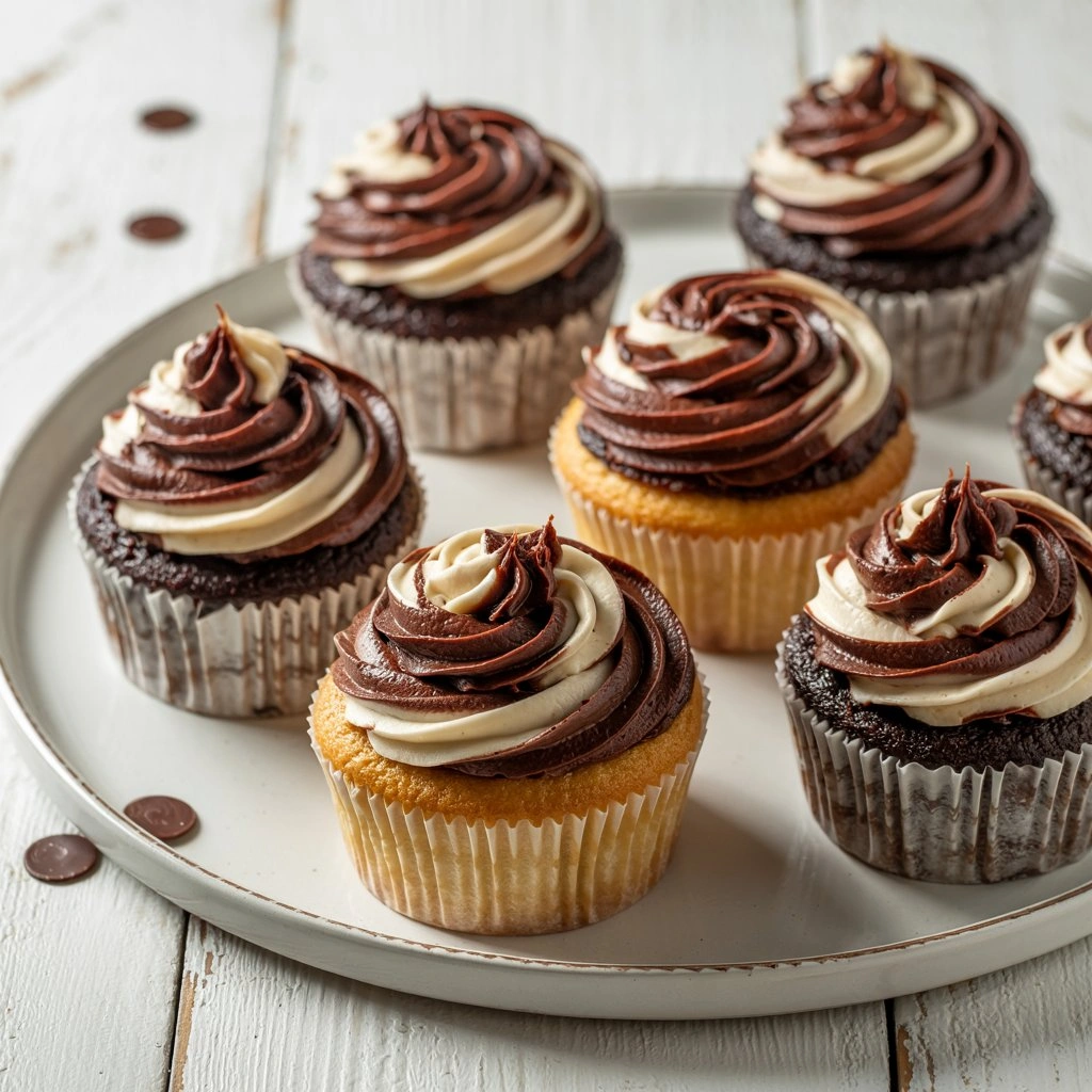 Two-Tone Chocolate Marble Cupcakes