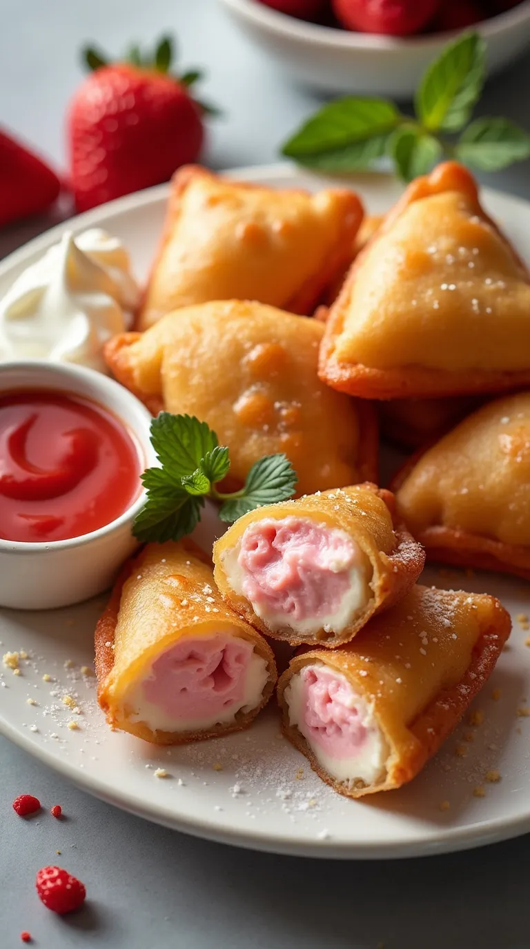 Deep-Fried Strawberry Cheesecake Stuffed Wonton Bites - tertiary view