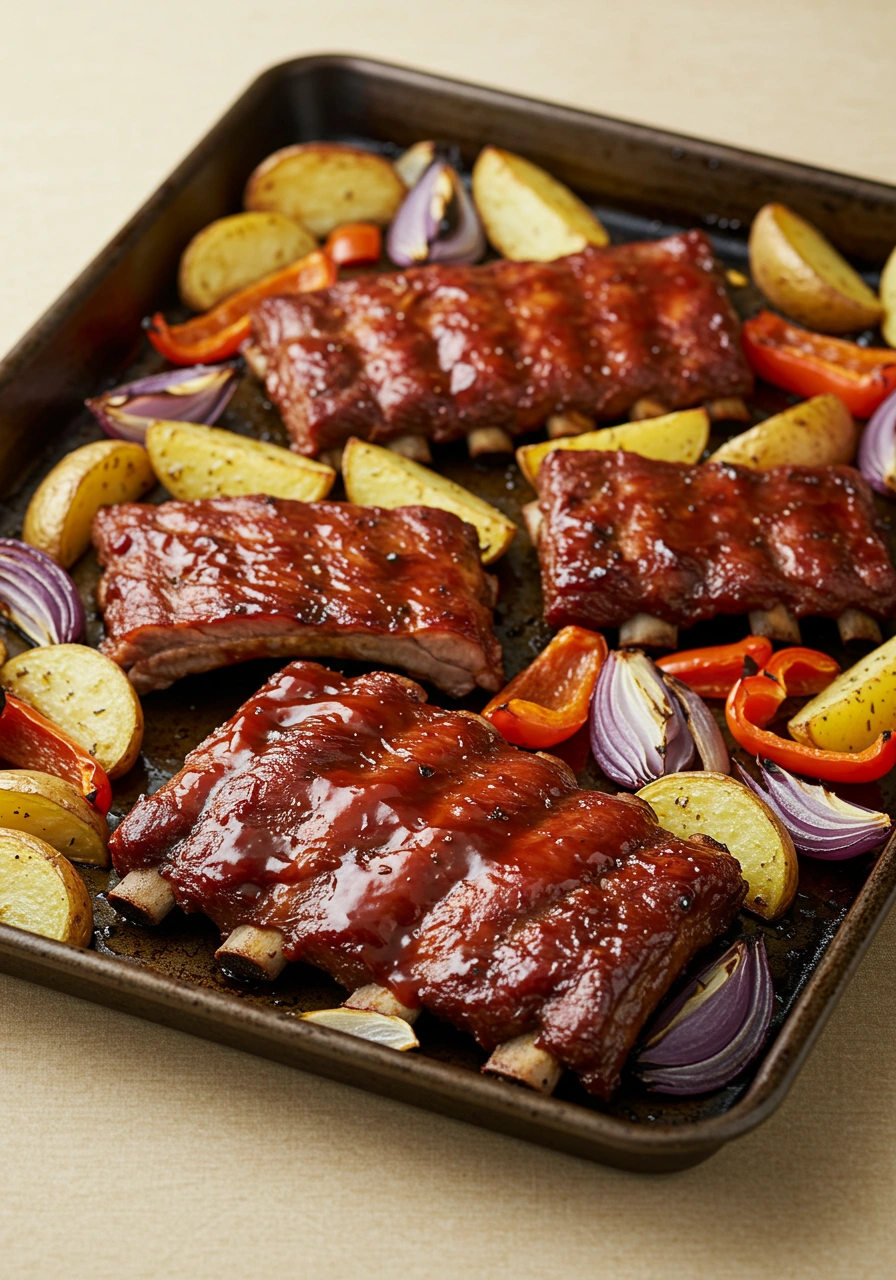 Sheet Pan BBQ Ribs Dinner | Flirt Recipes