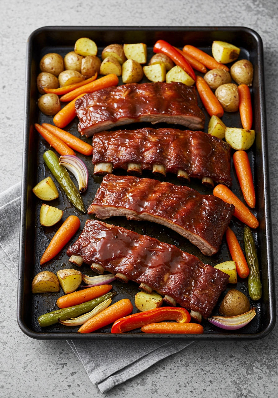 Sheet Pan BBQ Ribs Dinner | Flirt Recipes