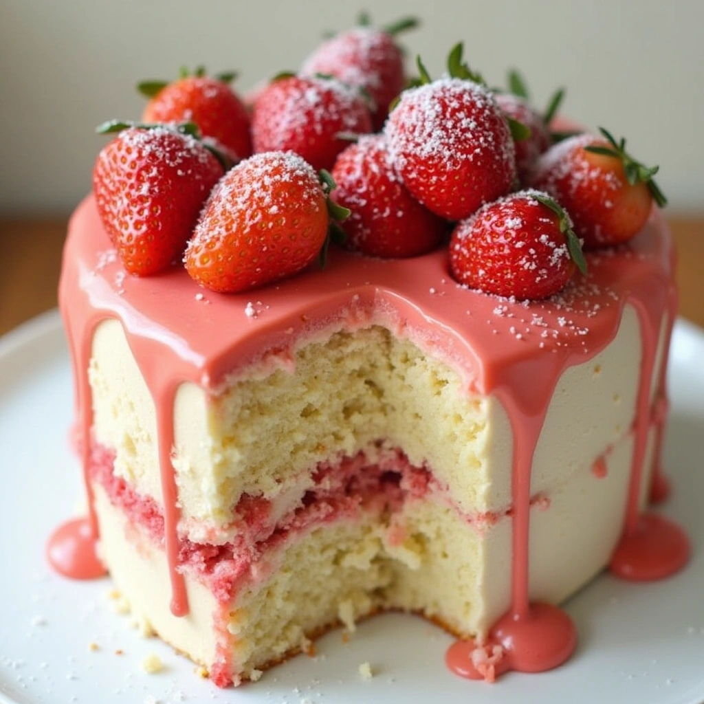 Strawberry Earthquake Cake