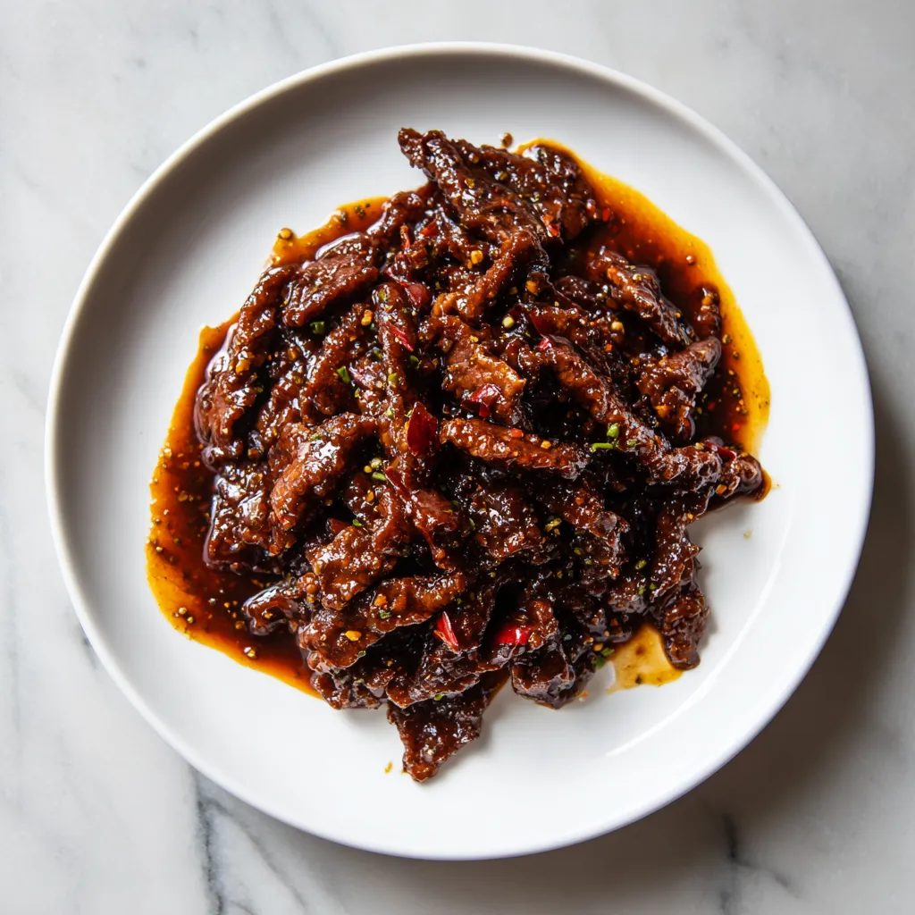 Authentic Spicy Korean Beef with Gochugaru Chili Flakes, Sesame Seeds, and Caramelized Garlic Glaze - secondary view