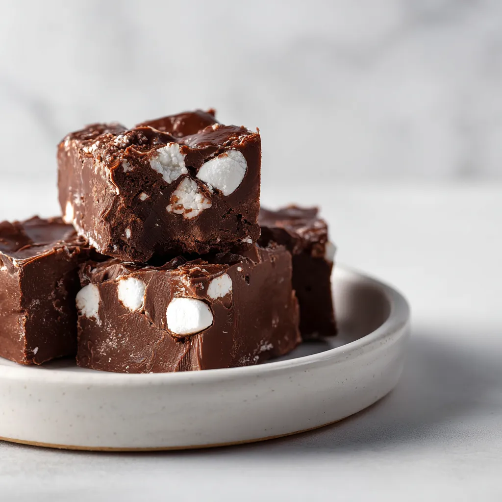 Ultimate Rocky Road Fudge with Mini Marshmallows, Toasted Walnuts, and Rich Dark Chocolate Ganache - tertiary view