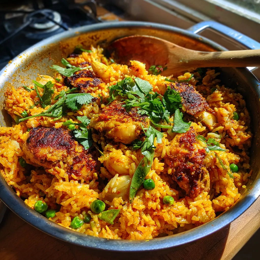 Authentic Spanish Paella with Saffron Rice, Chicken, and Succulent Shrimp