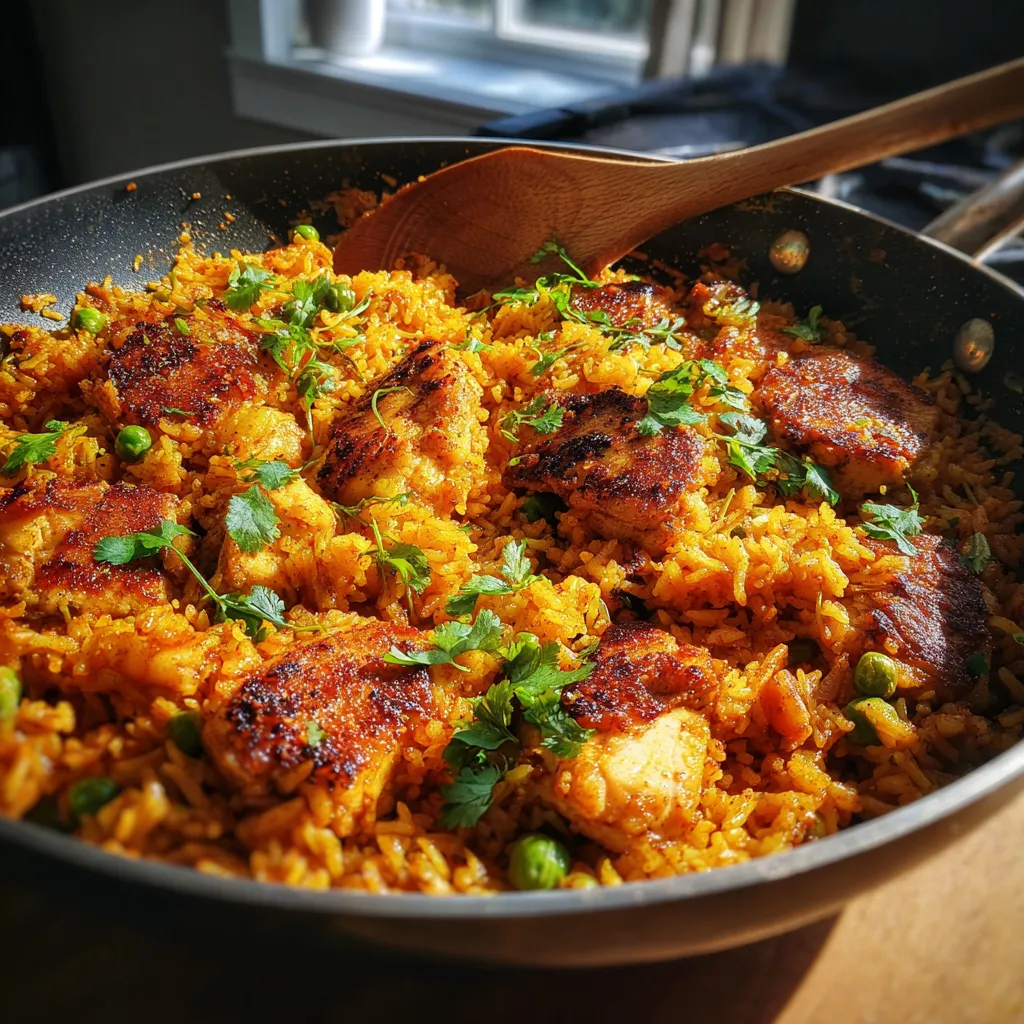 Authentic Spanish Paella with Saffron Rice, Chicken, and Succulent Shrimp - tertiary view