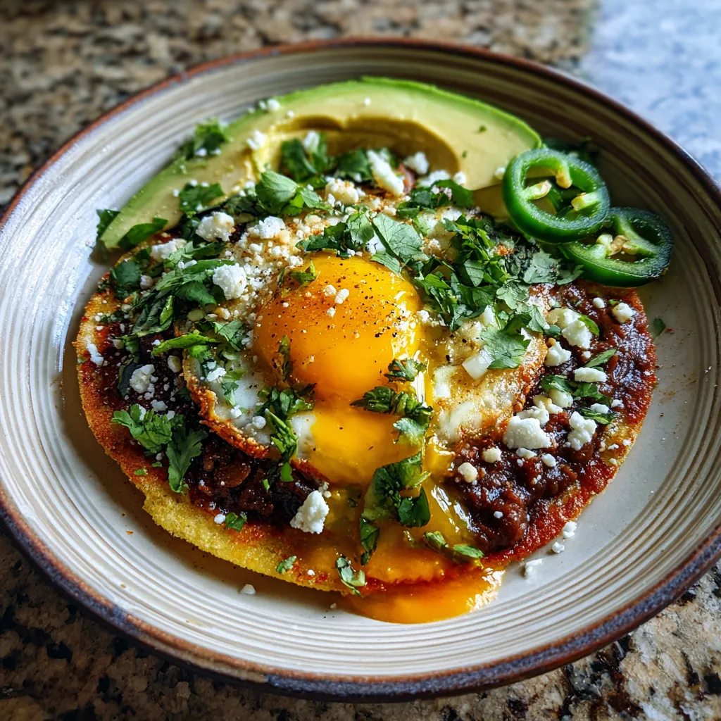 Authentic Huevos Rancheros with Crispy Tortilla and Refried Beans - Mexican Breakfast - tertiary view