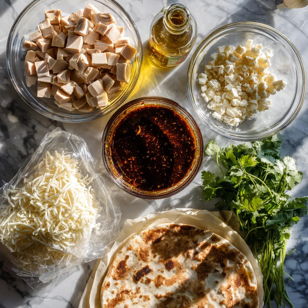 Sweet and Spicy Honey Chili Glazed Chicken Pizza with Fresh Cilantro and Caramelized Onions - secondary view
