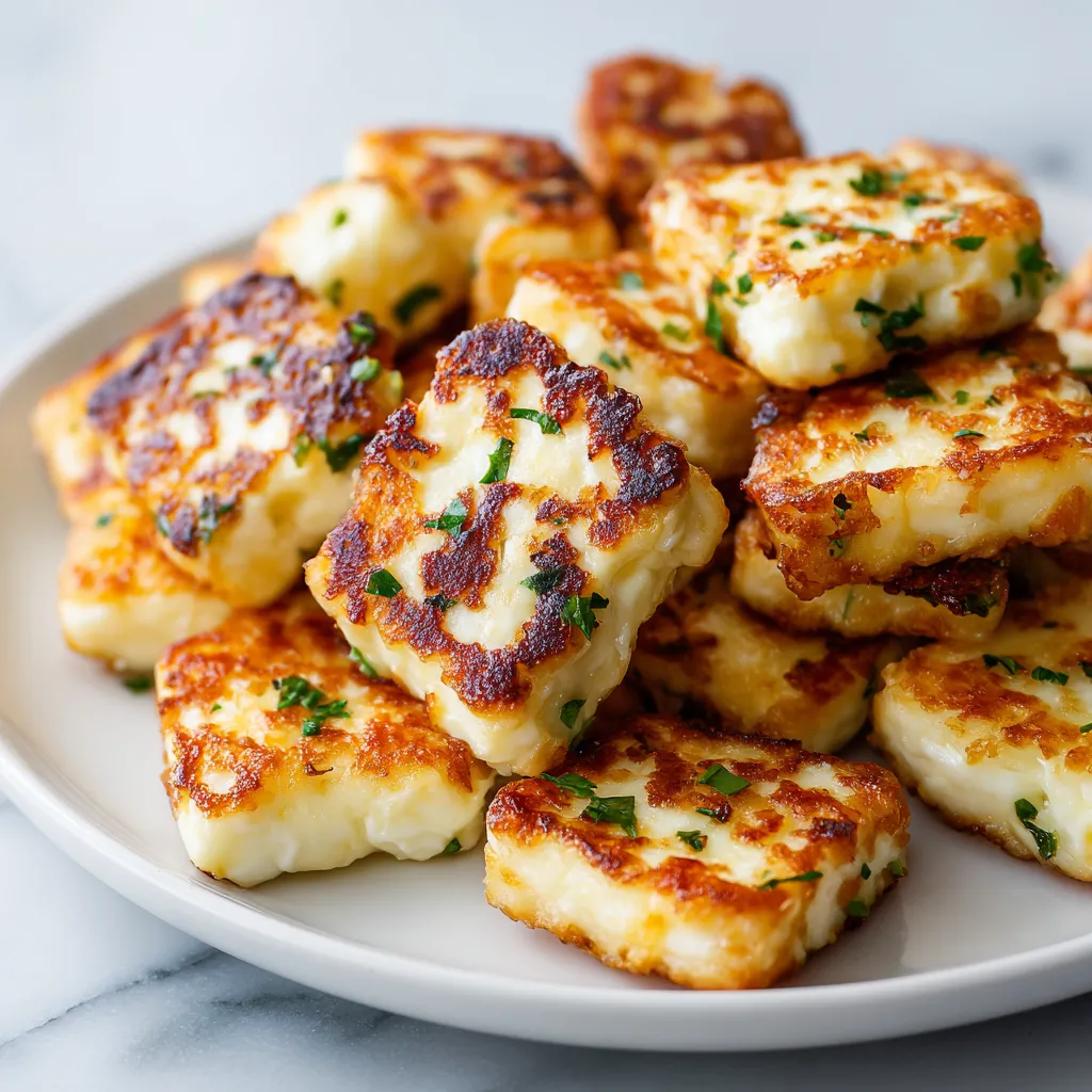 Crispy Air Fryer Halloumi Cheese Bites with Golden Herb Crust and Zesty Dipping Sauce - tertiary view