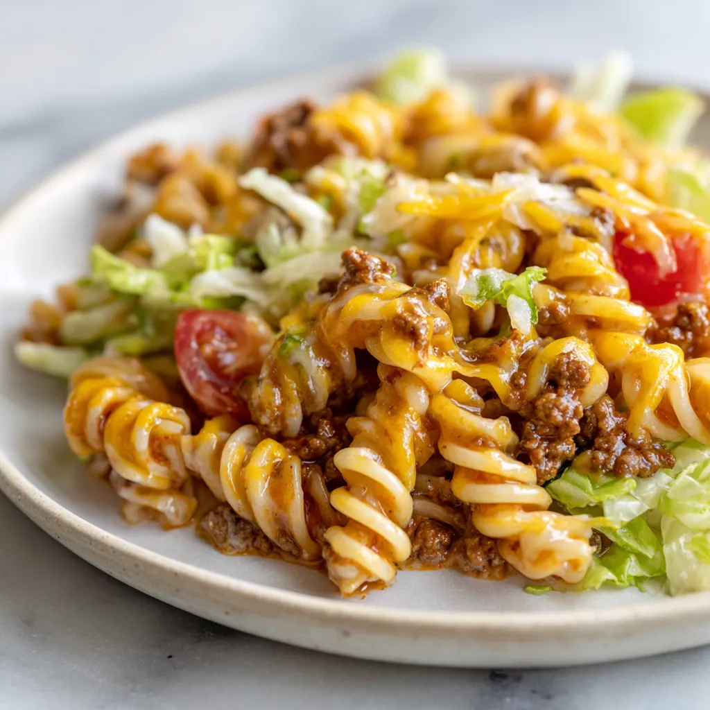 Cheesy Taco Pasta Salad - Easy 20-Minute Tex-Mex Dinner with Ground Beef and Cheddar - secondary view