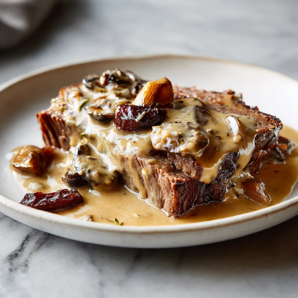 Gourmet Pot Roast with Rich Blue Cheese Gravy and Herb Roasted Vegetables - tertiary view