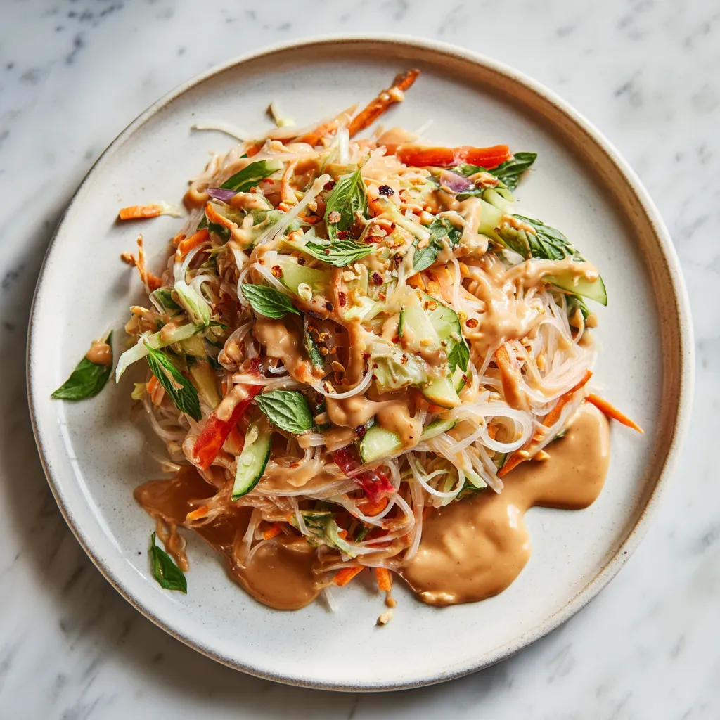 Refreshing Spring Roll Salad with Creamy Peanut Dressing and Fresh Vegetables - tertiary view