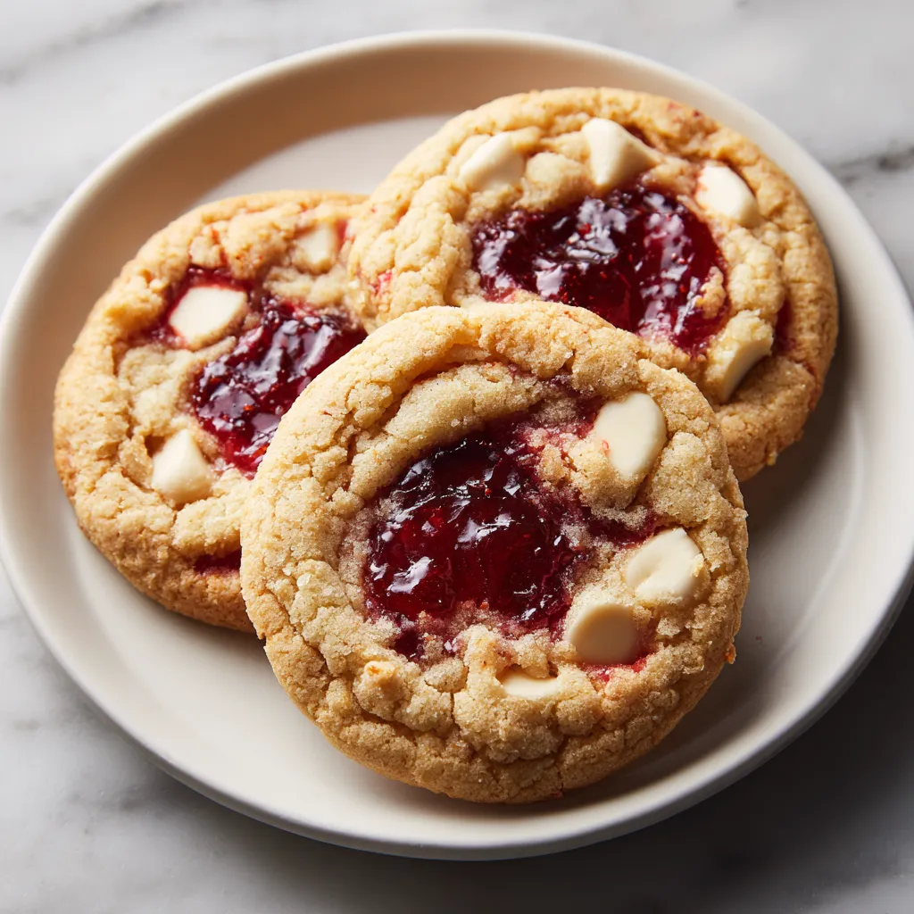 Irresistible White Chocolate Cherry Jam Thumbprint Cookies with Buttery Vanilla Base - tertiary view