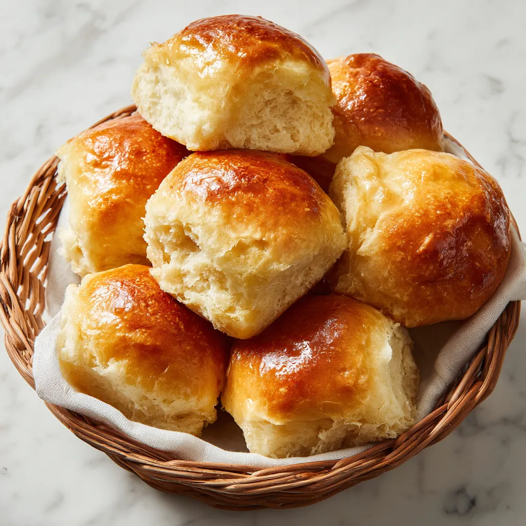 Soft & Fluffy Old-Fashioned Yeast Rolls with Golden Butter Glaze - secondary view