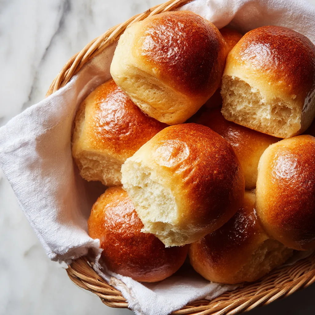 Soft & Fluffy Old-Fashioned Yeast Rolls with Golden Butter Glaze - tertiary view
