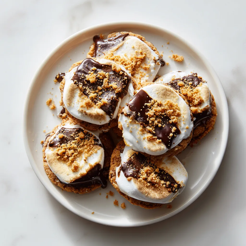 Pumpkin S'mores Cookies with Graham Cracker, Chocolate Chips, and Toasted Marshmallows