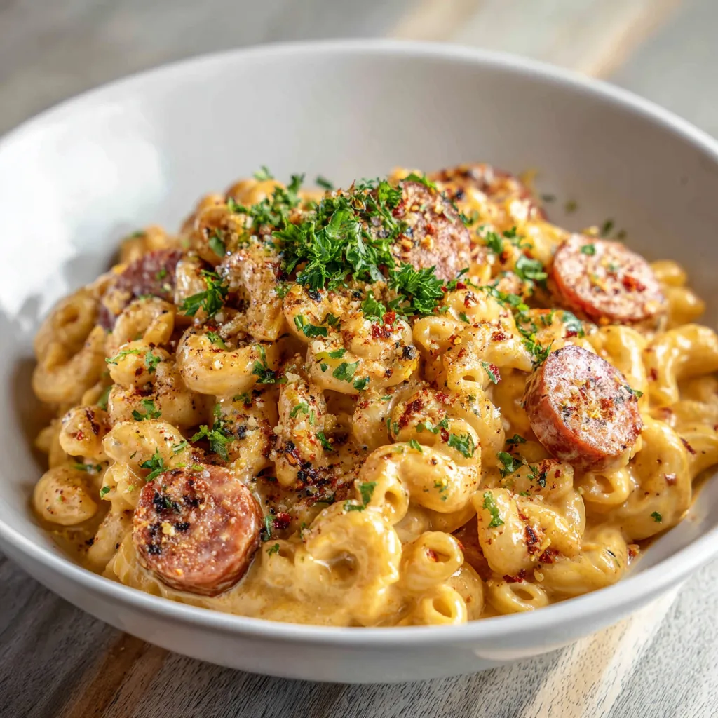 Ultimate Cajun Mac and Cheese with Spicy Andouille Sausage and Three-Cheese Creamy Sauce - tertiary view