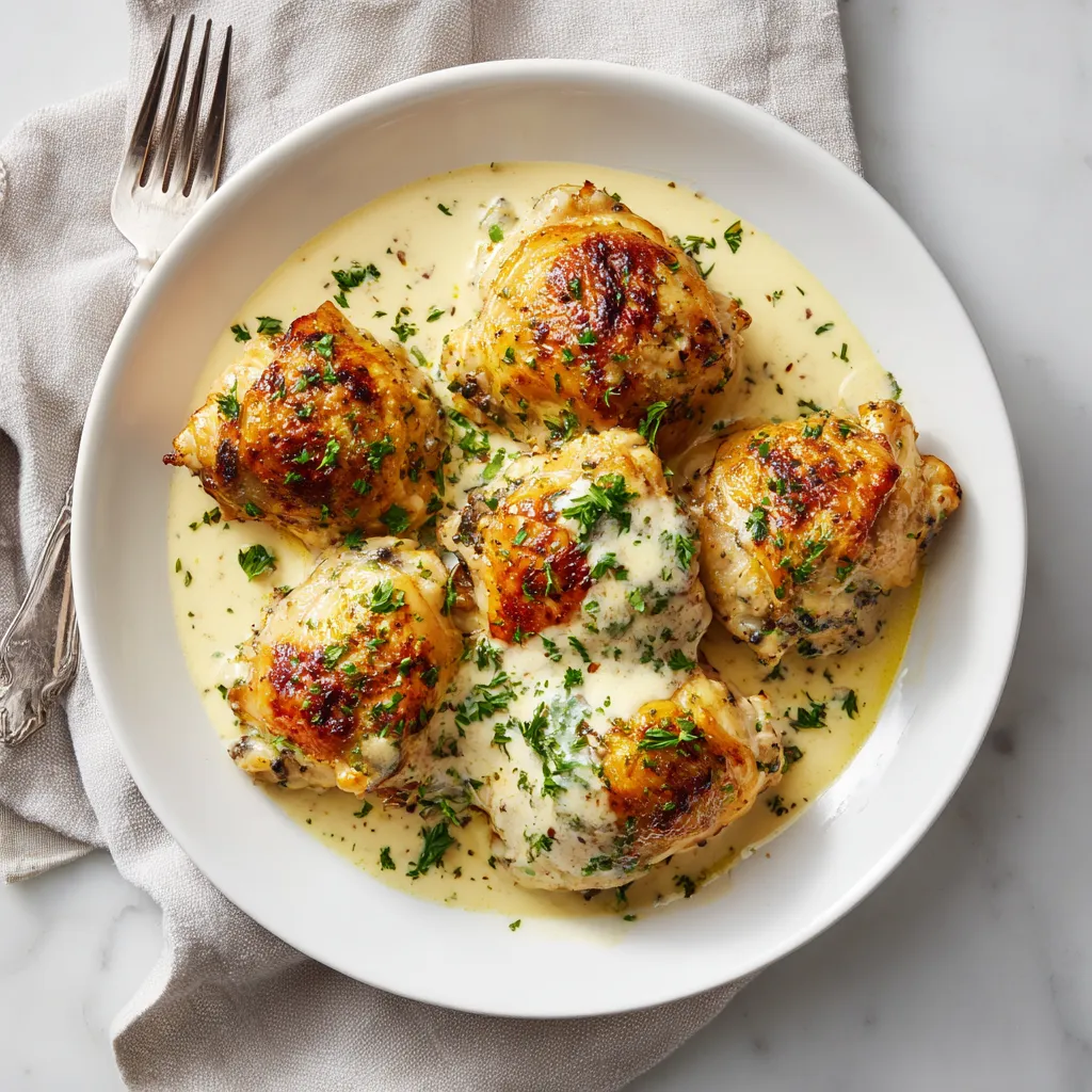 Ultimate Creamy Oven Baked Chicken Thighs with Herbs and Garlic - secondary view