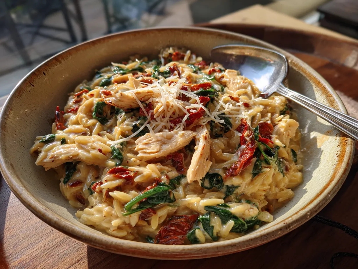 Creamy Tuscan Chicken Orzo with Sun-Dried Tomatoes and Spinach - secondary view