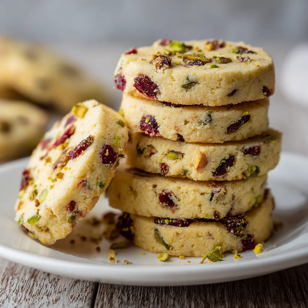 Cranberry Pistachio Shortbread Cookies with Buttery Texture and Festive Holiday Flavors - tertiary view