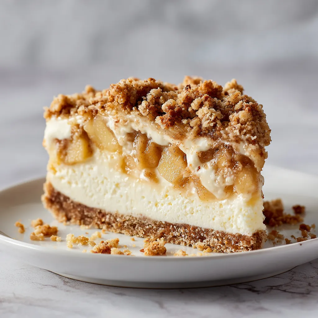 Ultimate Apple Crumble Cheesecake with Cinnamon Graham Crust and Buttery Streusel - secondary view