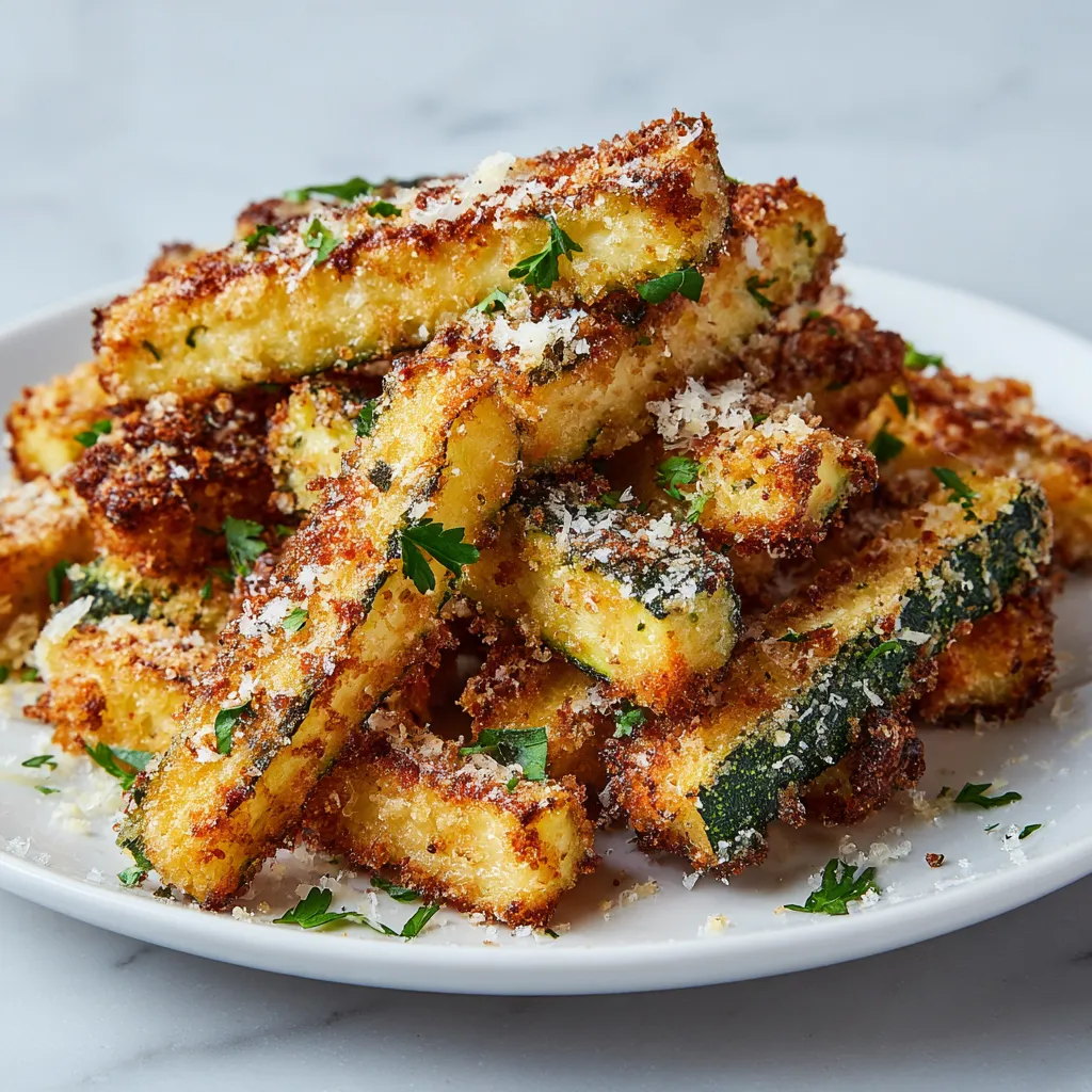 Crispy Golden-Brown Parmesan Zucchini Fries with Garlic Herb Seasoning - secondary view