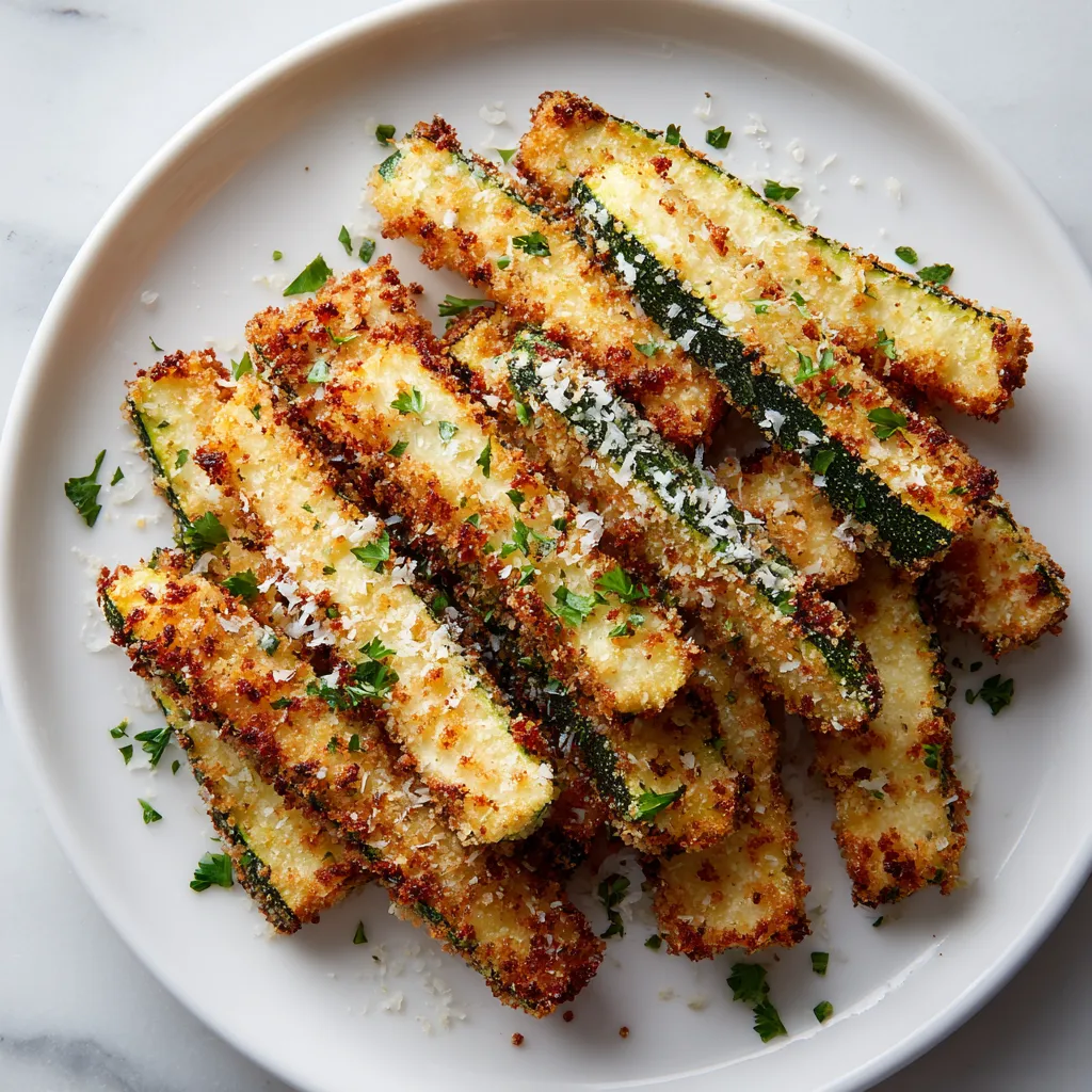 Crispy Golden-Brown Parmesan Zucchini Fries with Garlic Herb Seasoning