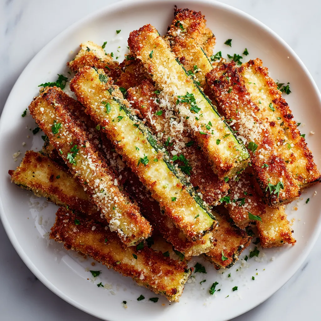 Crispy Golden-Brown Parmesan Zucchini Fries with Garlic Herb Seasoning - tertiary view