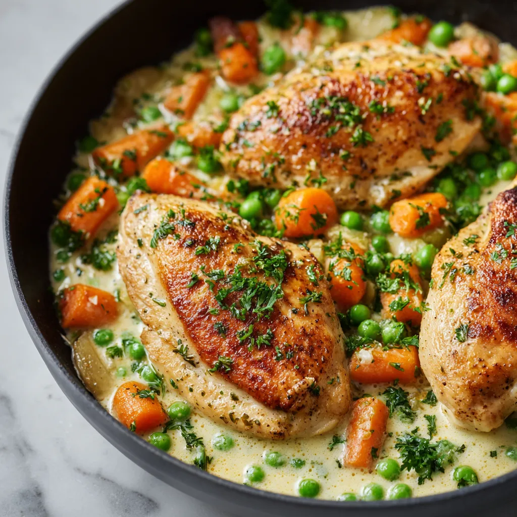 Tender Chicken Breasts in Rich Creamy Garlic Butter Sauce with Fresh Herbs