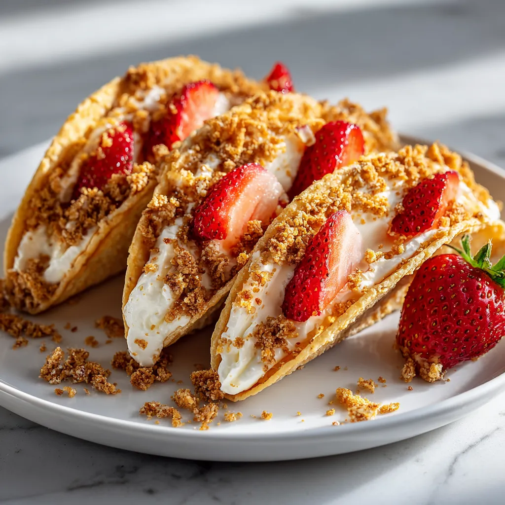 Strawberry Crunch Cheesecake Tacos with Crispy Cinnamon Shells and Berry Filling - tertiary view