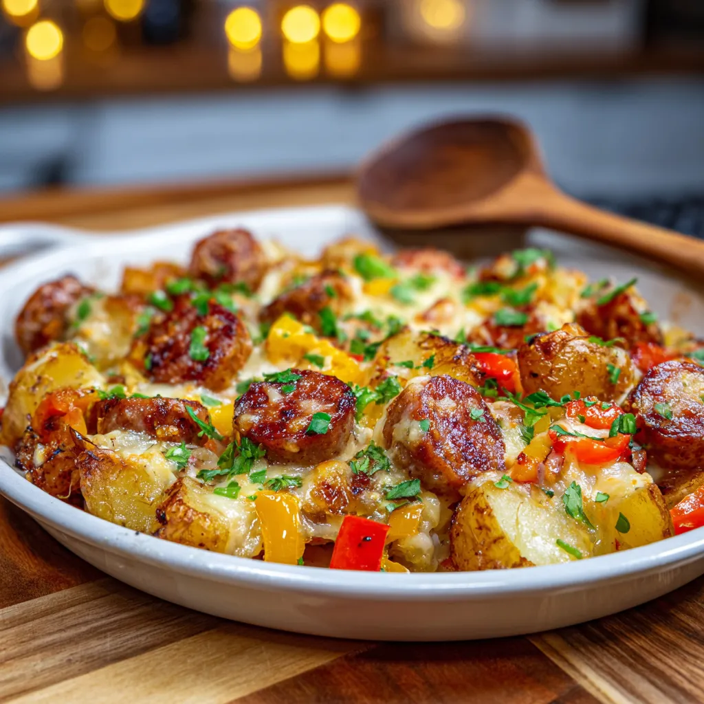 Ultimate Cheesy Ranch Potatoes and Smoked Sausage Skillet with Crispy Edges and Melted Cheese - secondary view