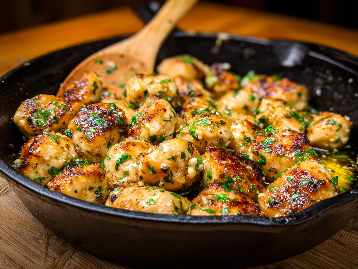 Tender Garlic Butter Chicken Bites with Fresh Herbs and Golden Perfection - tertiary view