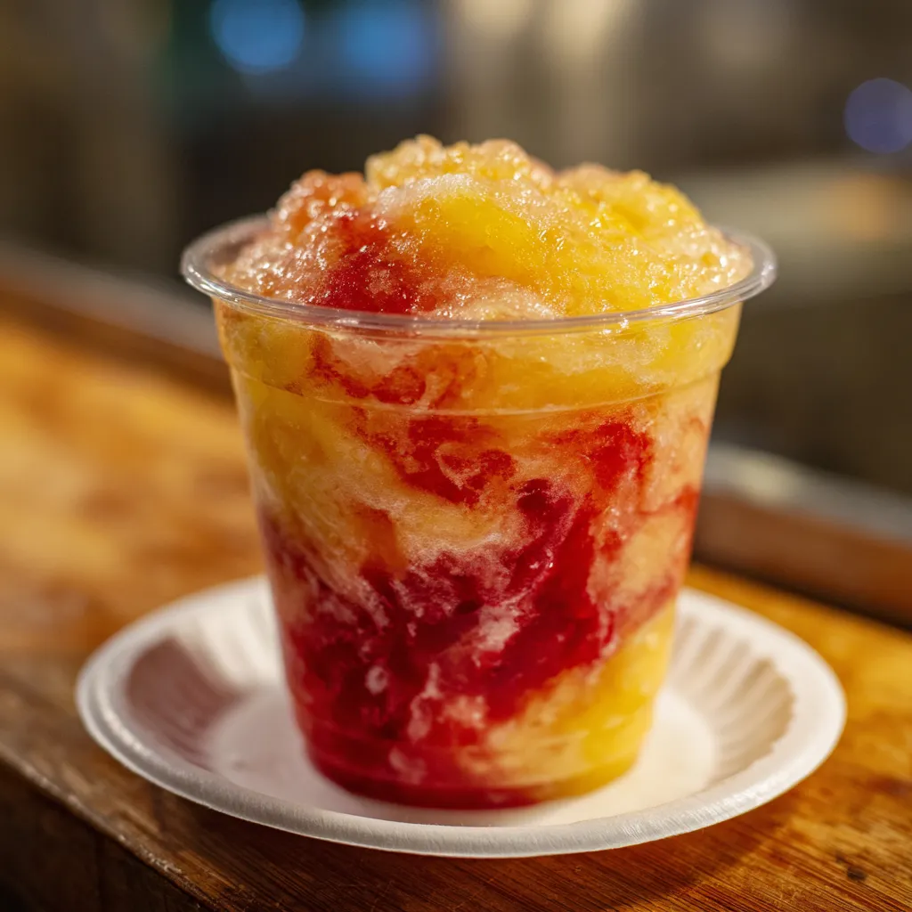 Refreshing Pineapple Strawberry Swirled Slushie with Natural Fruit and Ice Crystals - tertiary view