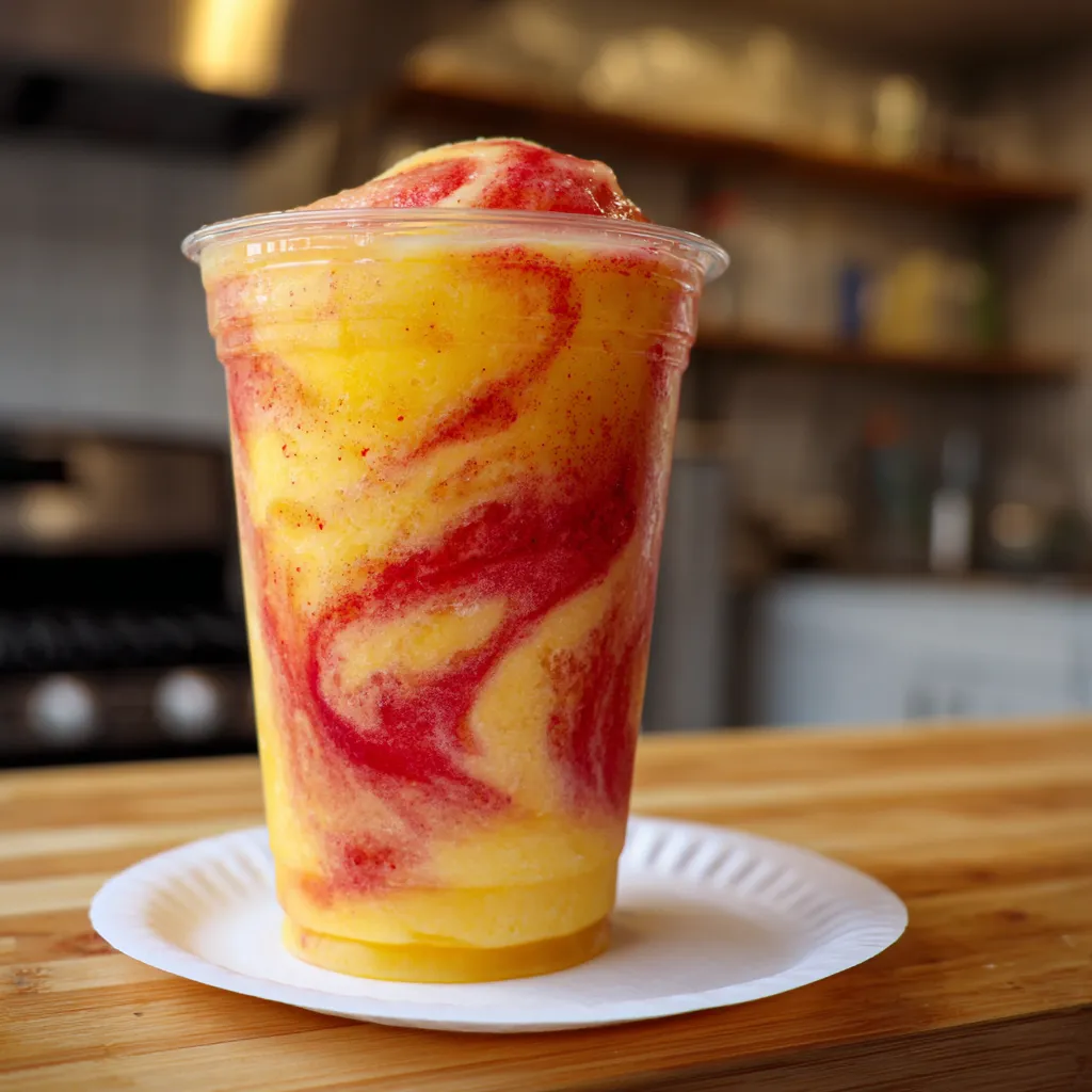 Refreshing Pineapple Strawberry Swirled Slushie with Natural Fruit and Ice Crystals - secondary view