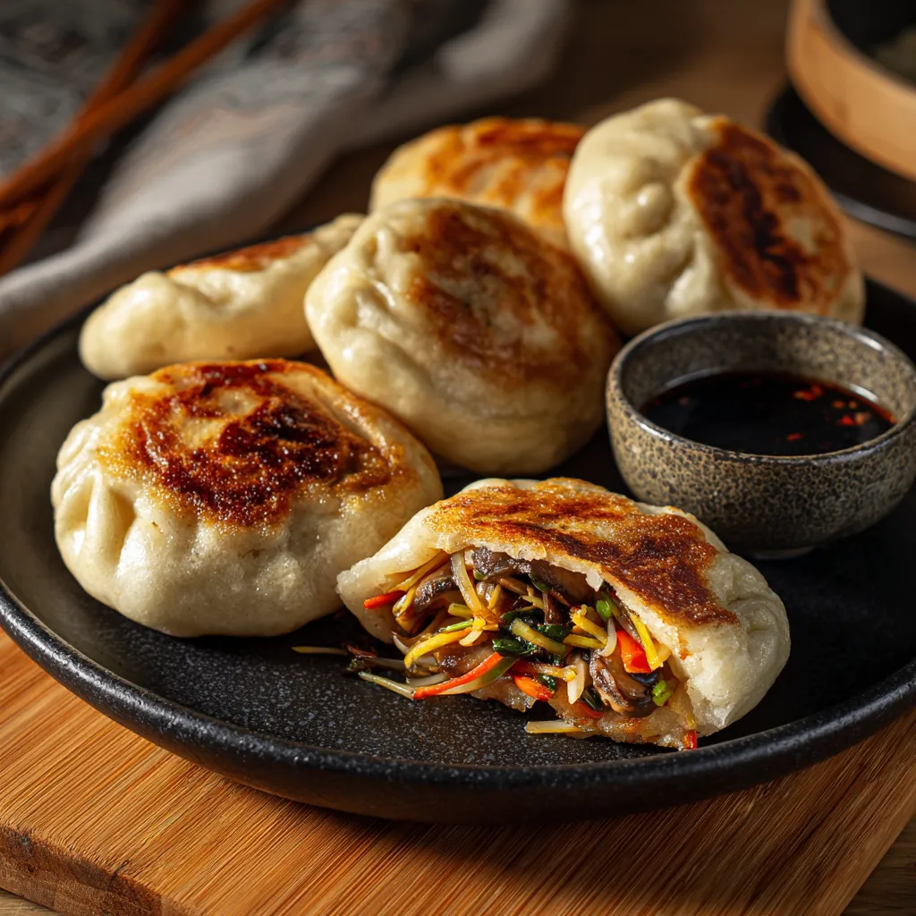 Perfect Vegan Pan-Fried Buns with Crispy Bottoms and Fluffy Steamed Tops